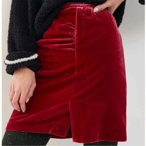 NWT Anthropologie Montie Velvet Ruched Mini Skirt
